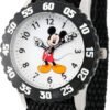 Disney Mickey Mouse Kids’ Bezel Stainless Steel Time Teacher Analog Nylon Strap Watch