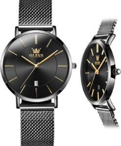 Women’s Watch, 6.5mm Ultra-Thin Big Face Business Casual Ladies Watch, Japanese Quartz Female Dress Watch with Date Mesh Bracelet Waterproof